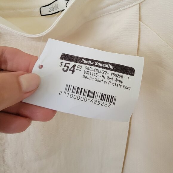 2Bella Denim Skirt With Pockets Ecru Small - Picture 6 of 9